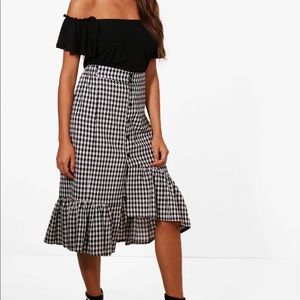 Forever 21 Gingham Ruffle Midi Skirt